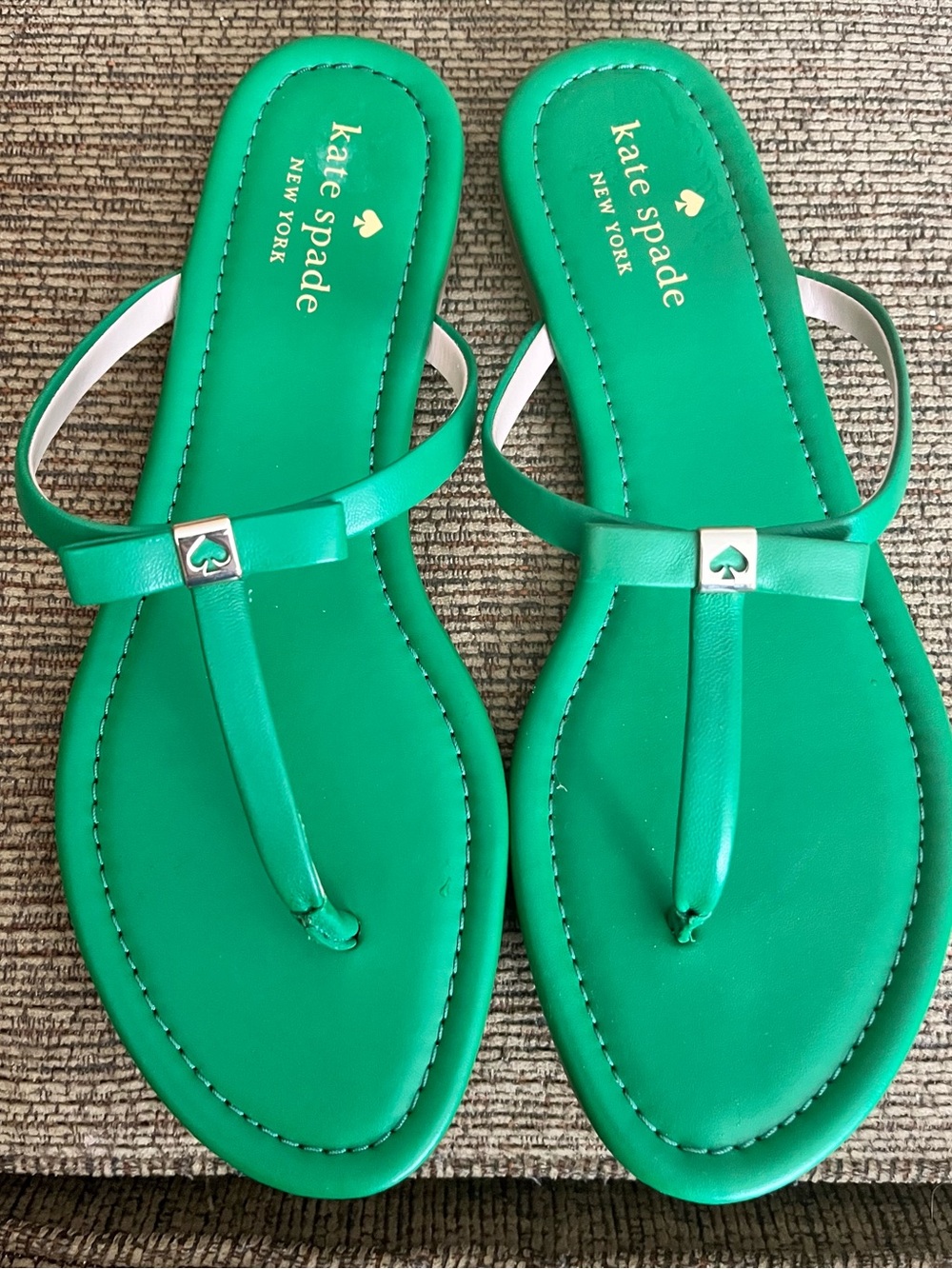kate spade Green T-Strap Bow Sandals